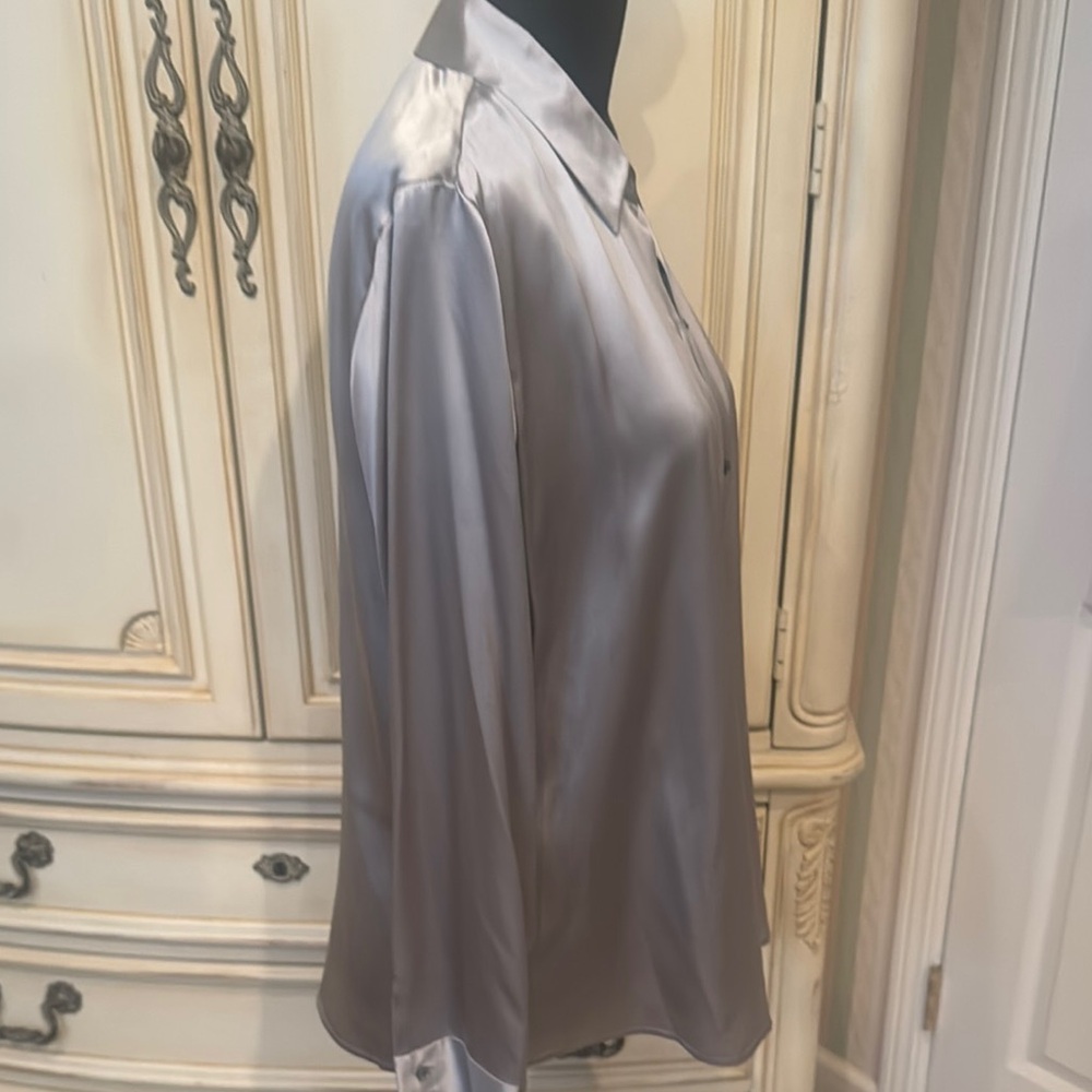 Alfani Silver Blouse Satin Top - Picture 5 of 8